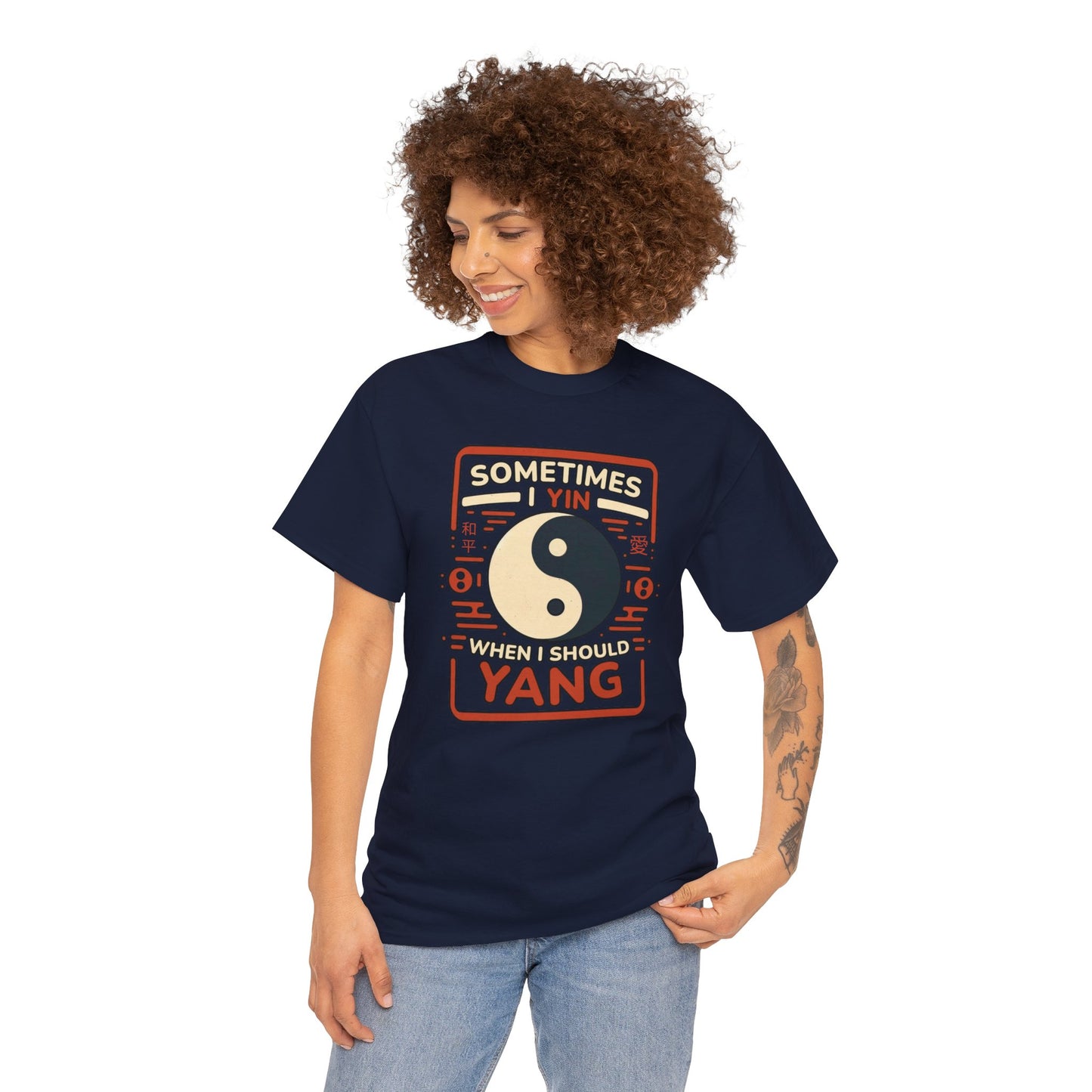 Yin, Yang, and a Dash of Oops: Navigating Life's Harmony on my Tee! Unisex Heavy Cotton Tee