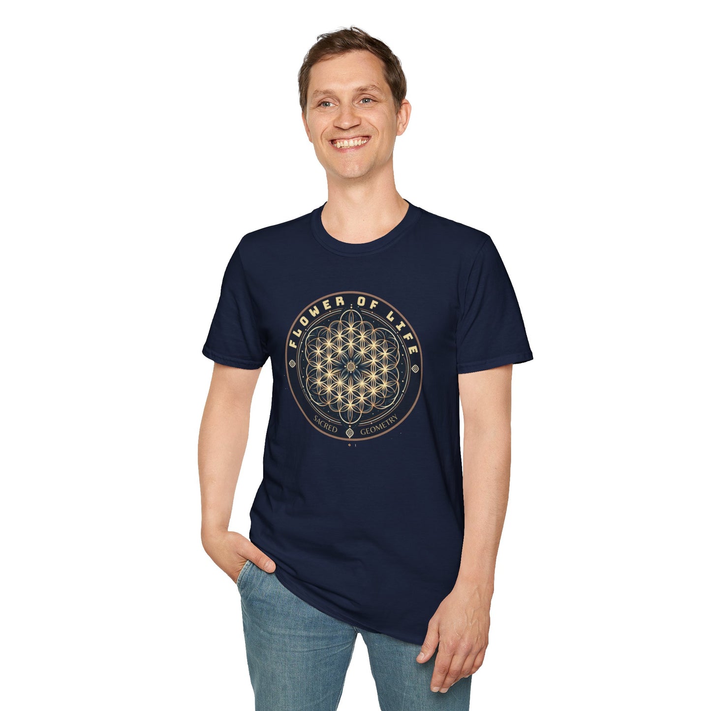 Eternal Unity: Unisex Cotton Tee Featuring the Flower of Life