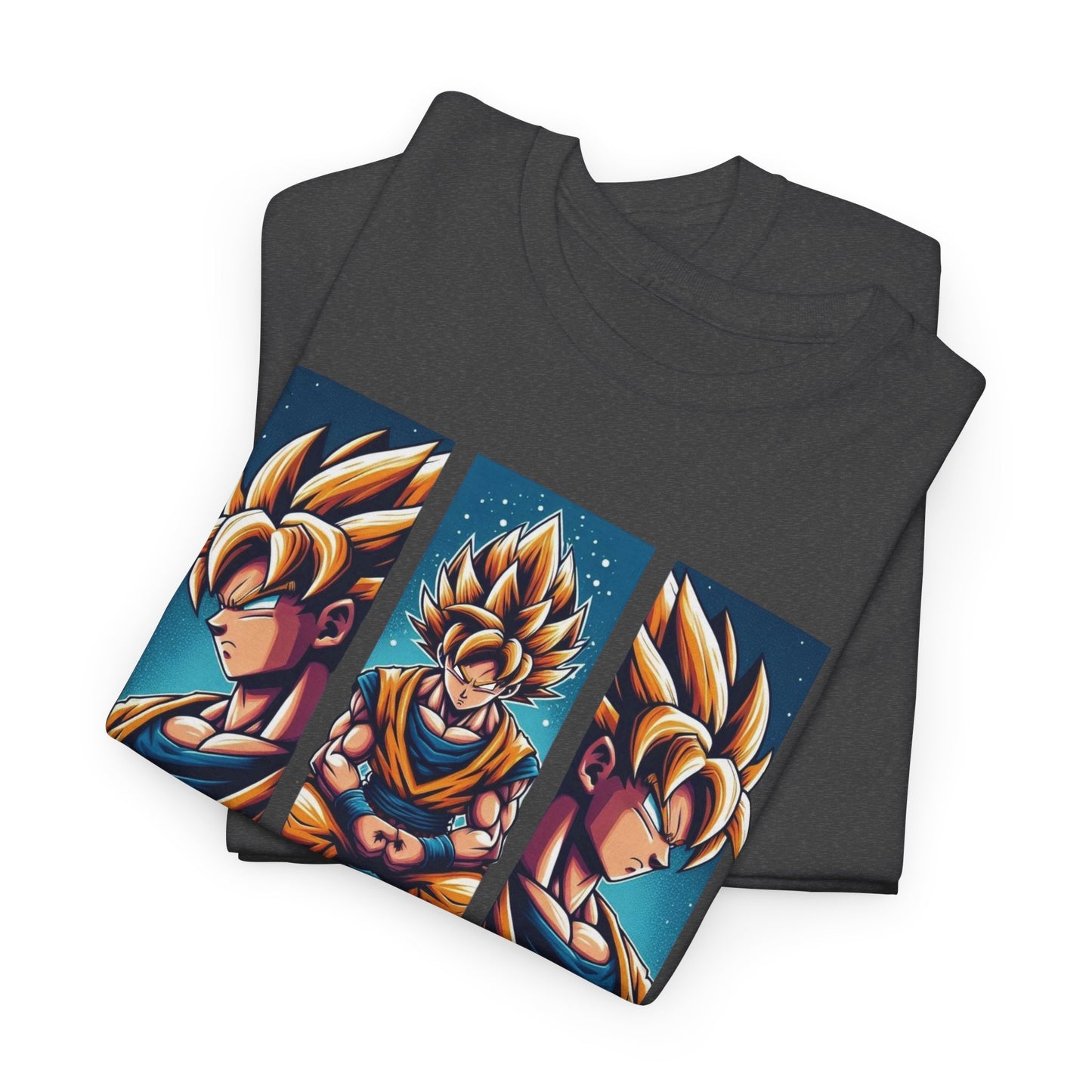 Dragon Power Tee: Goku's Rise - 'Even the Lowest Born Can Outdo the Elite' - 3 Epic Angles Design Unisex Heavy cotton Tee