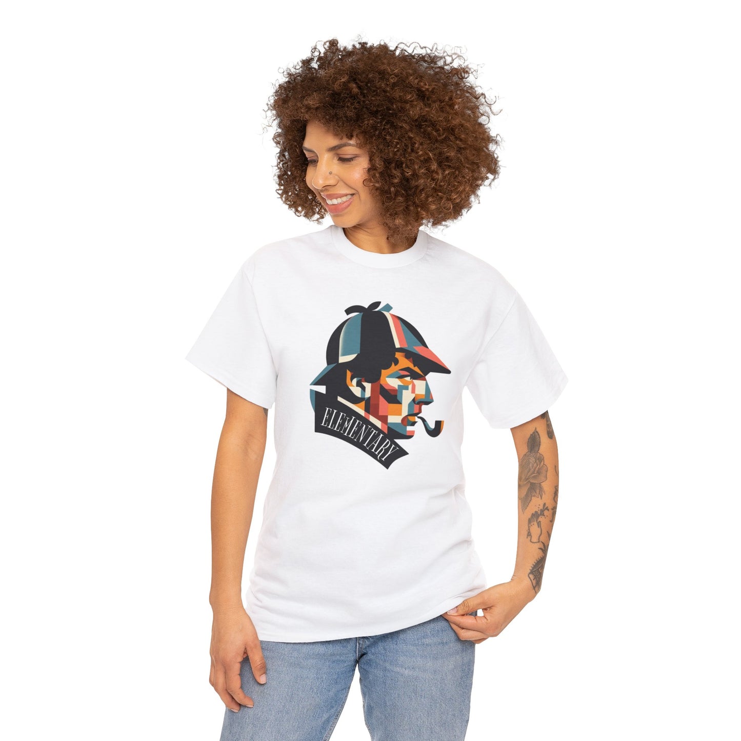 Sherlock's Cubist Caper: A Puzzle in Picasso Style, Unisex Heavy Cotton Tee
