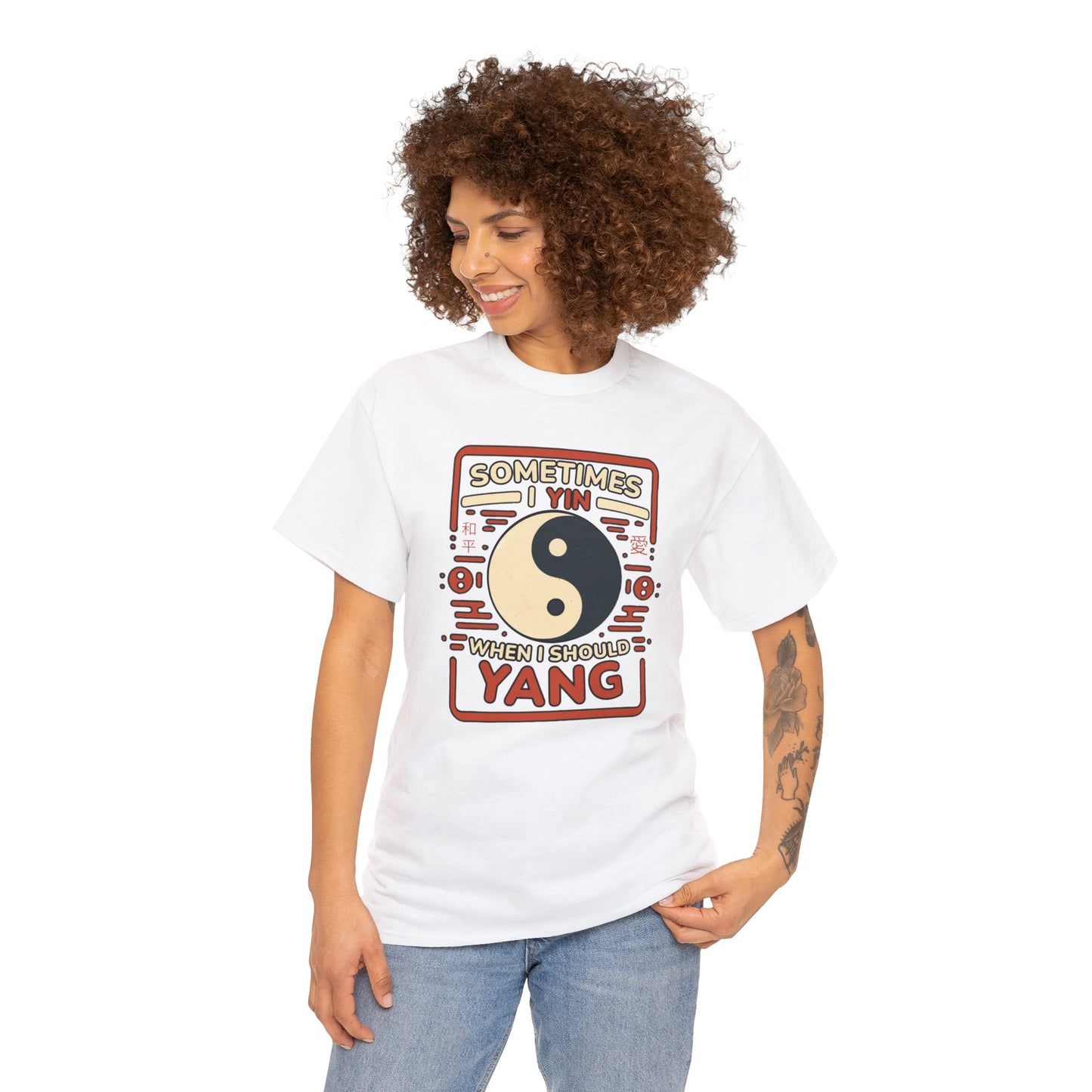 Yin, Yang, and a Dash of Oops: Navigating Life's Harmony on my Tee! Unisex Heavy Cotton Tee