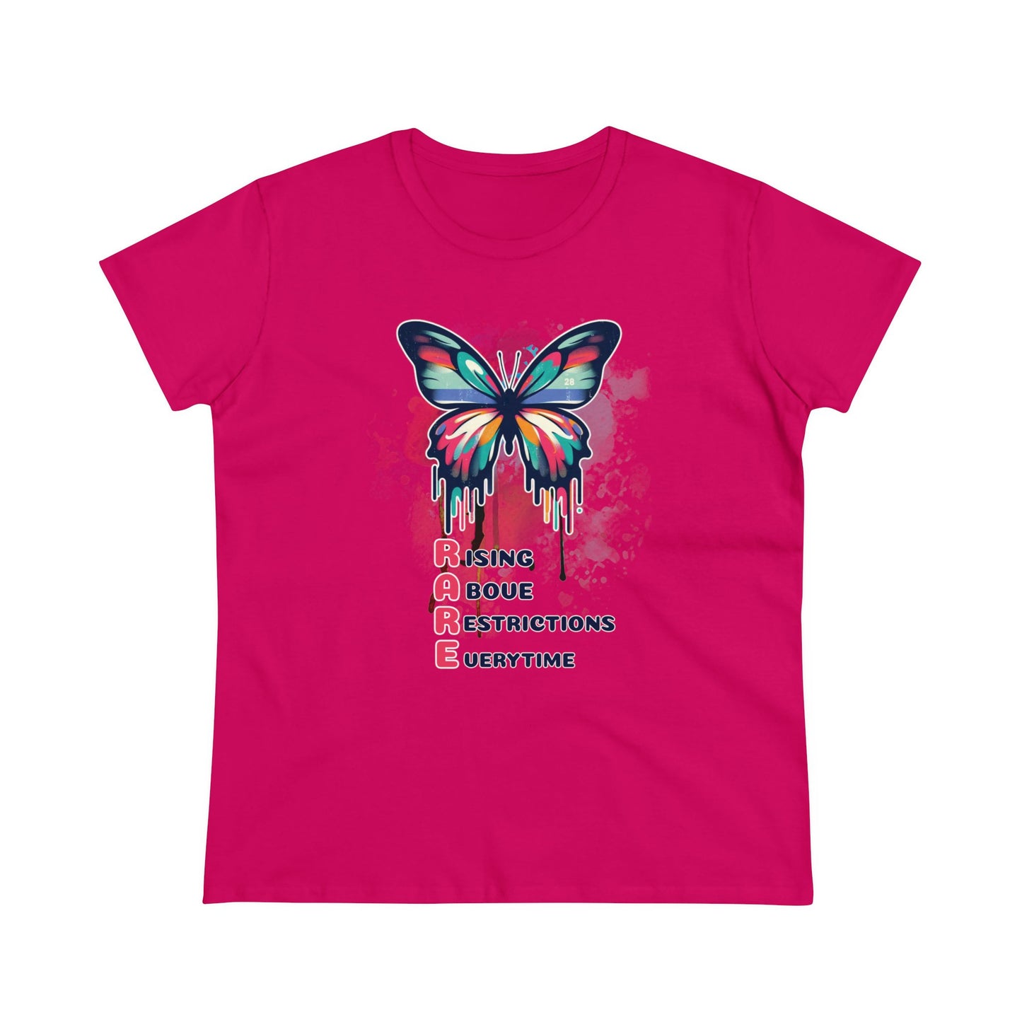 Fluttering Freedom: Women's Graphic T - RARE - Rising Above Restrictions Every Time