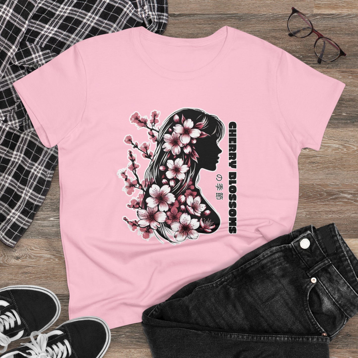 Blossoming Dreams: Dance of Cherry Petals Midweight Cotton Tee