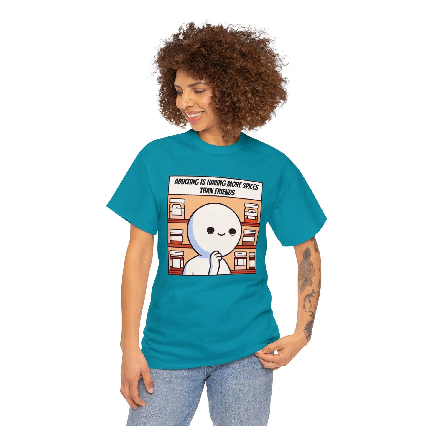 Friendships are Seasonal, Spice is Eternal: Adulting Essentials Heavy Cotton Tee