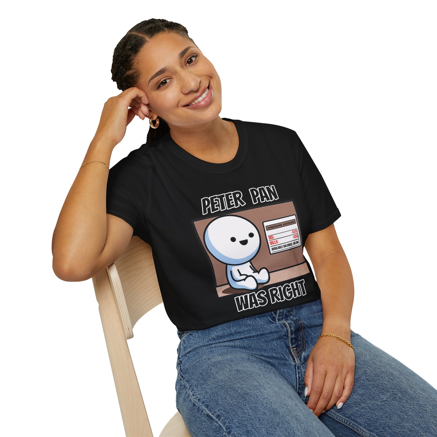 Peter Pan Wisdom, Embrace the Softness of 100% Cotton and the Reality that Adulting is Hard Graphic Tee for the Forever Young at Heart