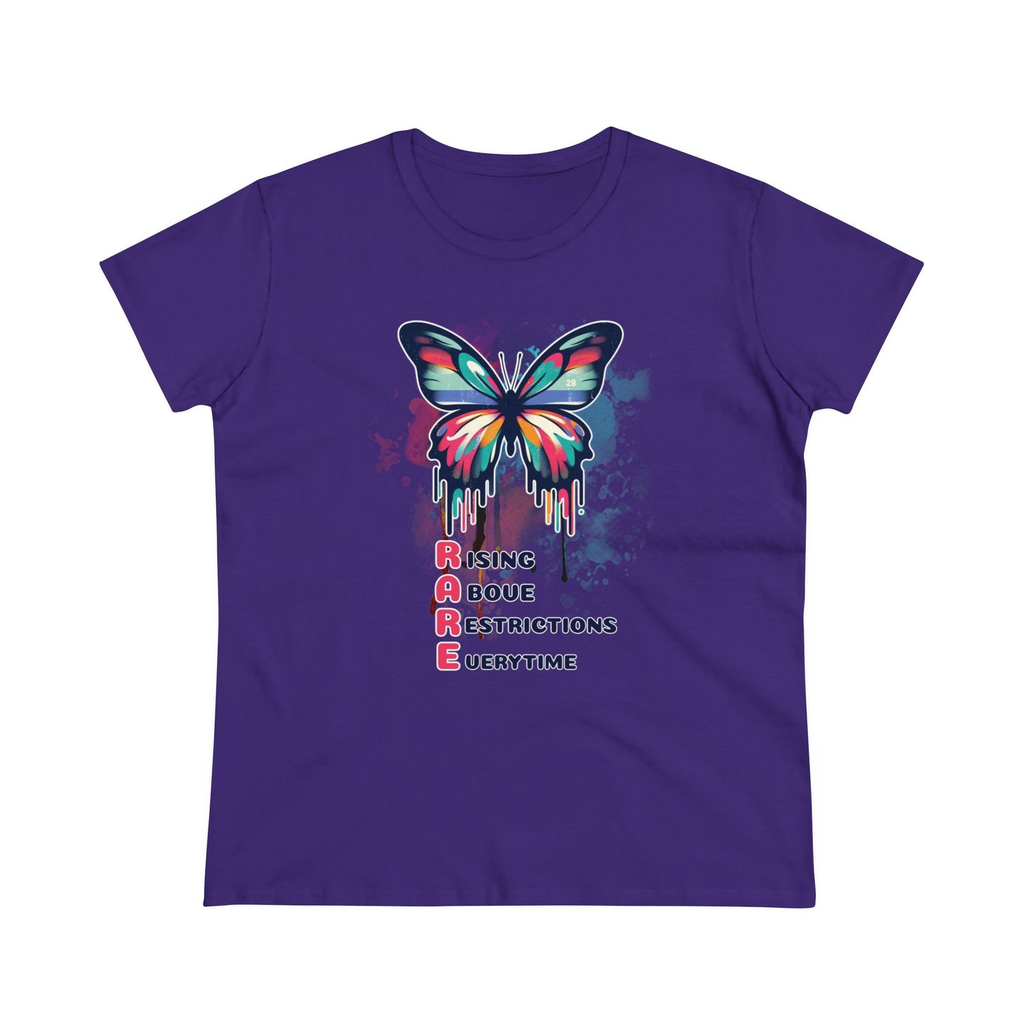 Fluttering Freedom: Women's Graphic T - RARE - Rising Above Restrictions Every Time