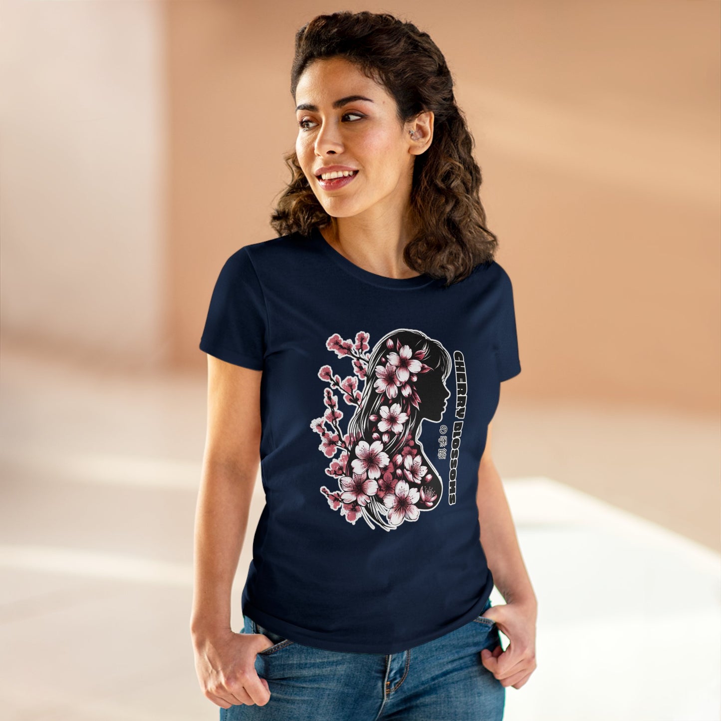 Blossoming Dreams: Dance of Cherry Petals Midweight Cotton Tee