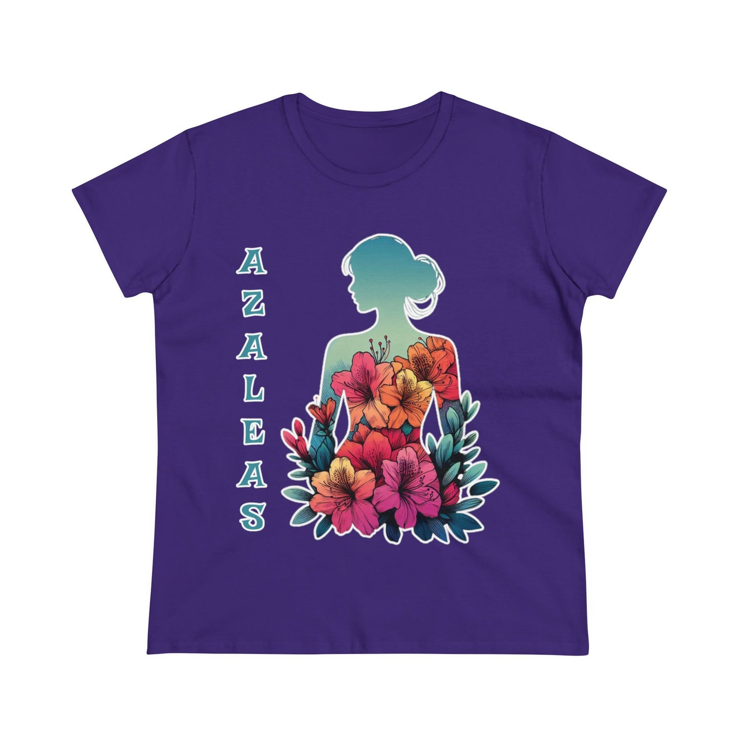 Azalea Whispers: Woman in Bloom, Midweight Cotton Tee