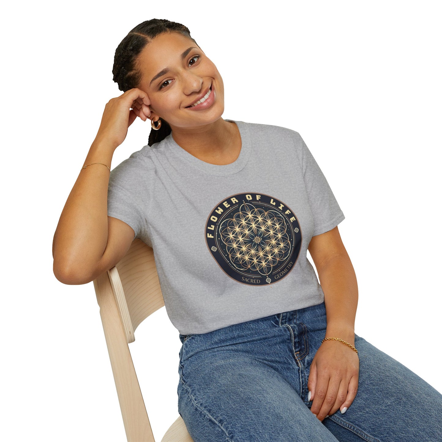 Eternal Unity: Unisex Cotton Tee Featuring the Flower of Life