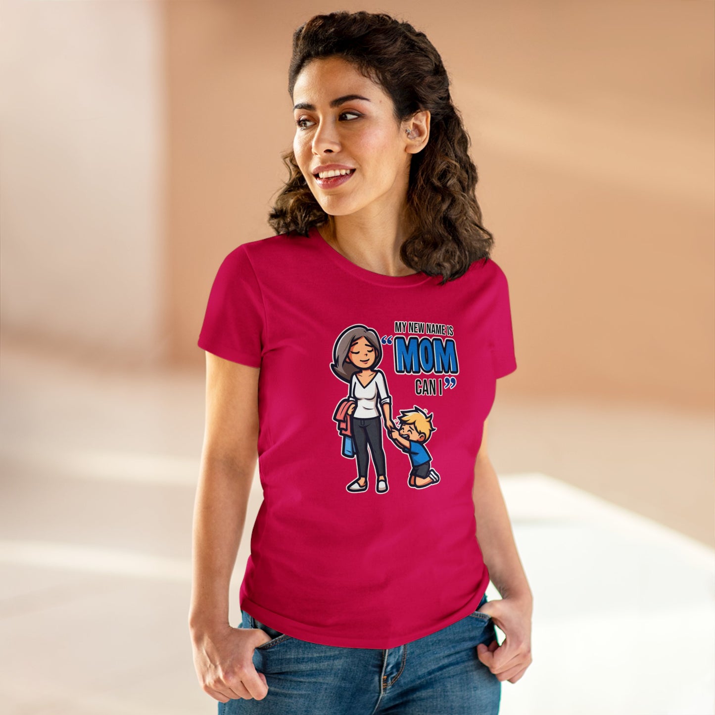 Mom Life Vibes Tee, Embrace the 'Mom, Can I...' Anthem - Funny Cotton Graphic T-Shirt for Moms Who Rock the Chaos with Style!