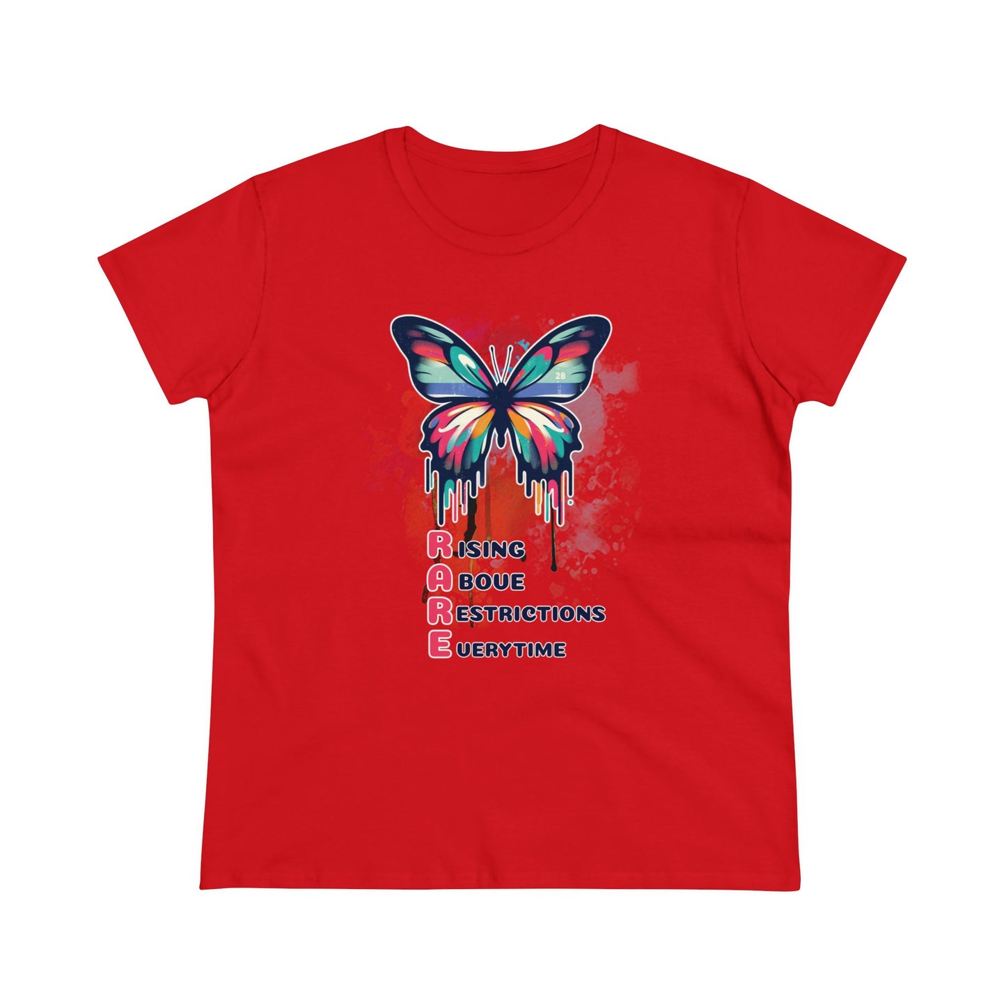 Fluttering Freedom: Women's Graphic T - RARE - Rising Above Restrictions Every Time