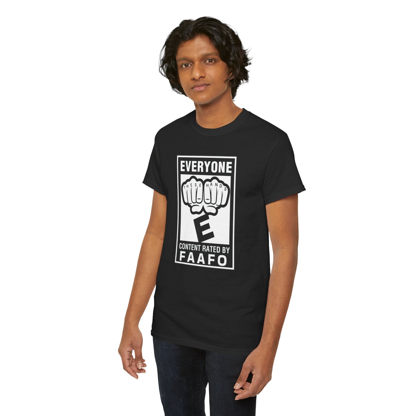 The Great Equalizer, These hands rated E for everyone Unisex Heavy Cotton Tee