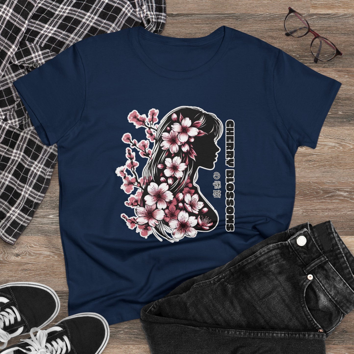 Blossoming Dreams: Dance of Cherry Petals Midweight Cotton Tee