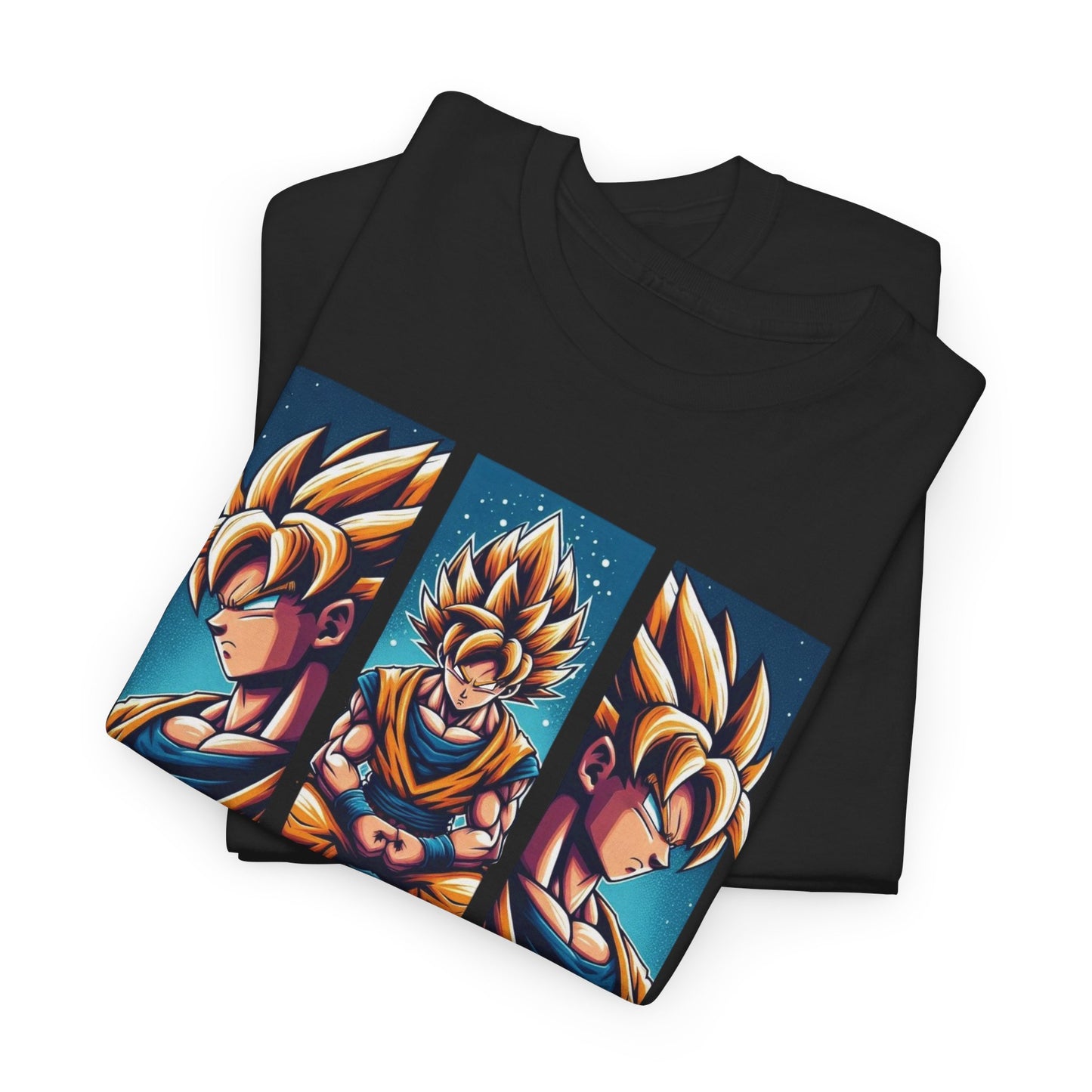 Dragon Power Tee: Goku's Rise - 'Even the Lowest Born Can Outdo the Elite' - 3 Epic Angles Design Unisex Heavy cotton Tee