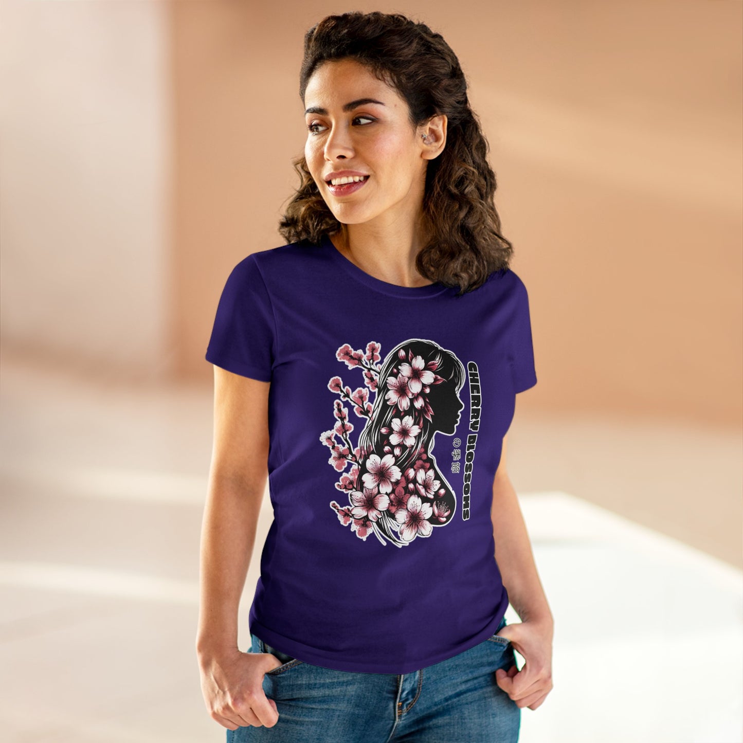 Blossoming Dreams: Dance of Cherry Petals Midweight Cotton Tee