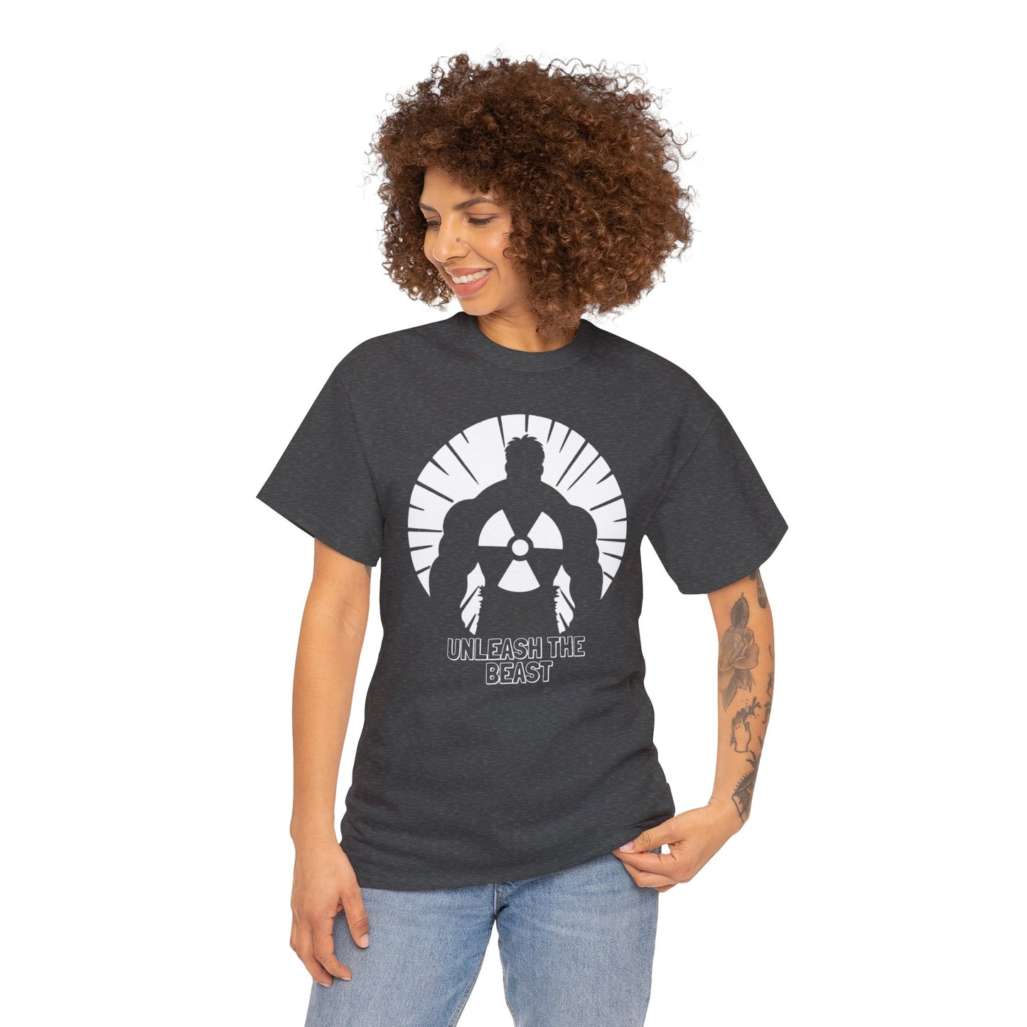 Radiant Fury: Unleash the Beast, Unisex Heavy Cotton Tee