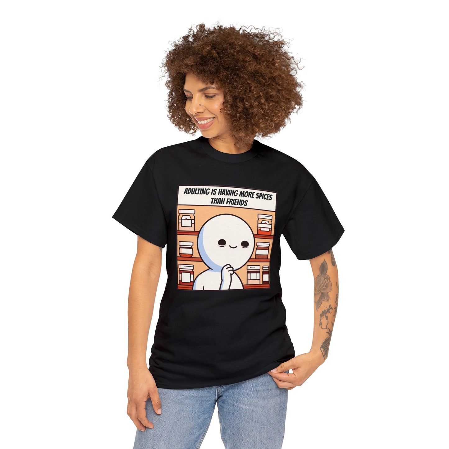 Friendships are Seasonal, Spice is Eternal: Adulting Essentials Heavy Cotton Tee