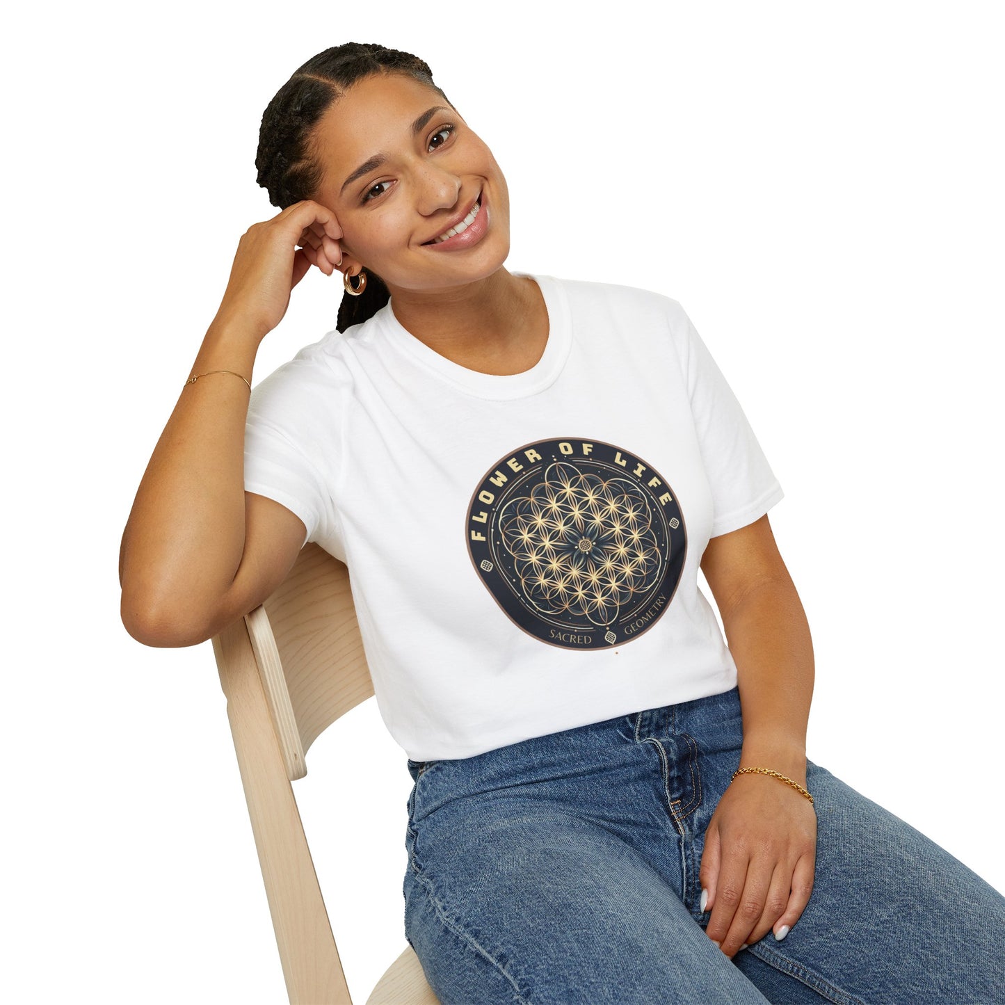 Eternal Unity: Unisex Cotton Tee Featuring the Flower of Life