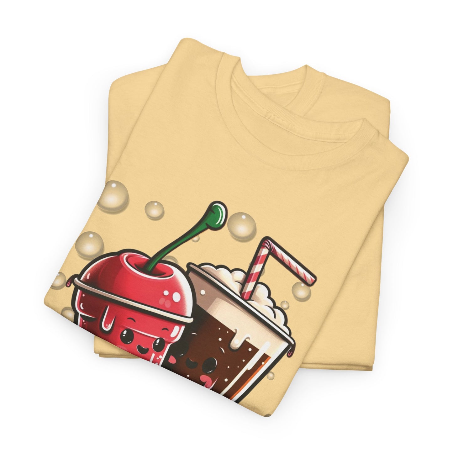 Fizzy Fate: Cherry Soda & Root Beer - Sippin' Soulmates, Unisex Heavy Cotton Tee