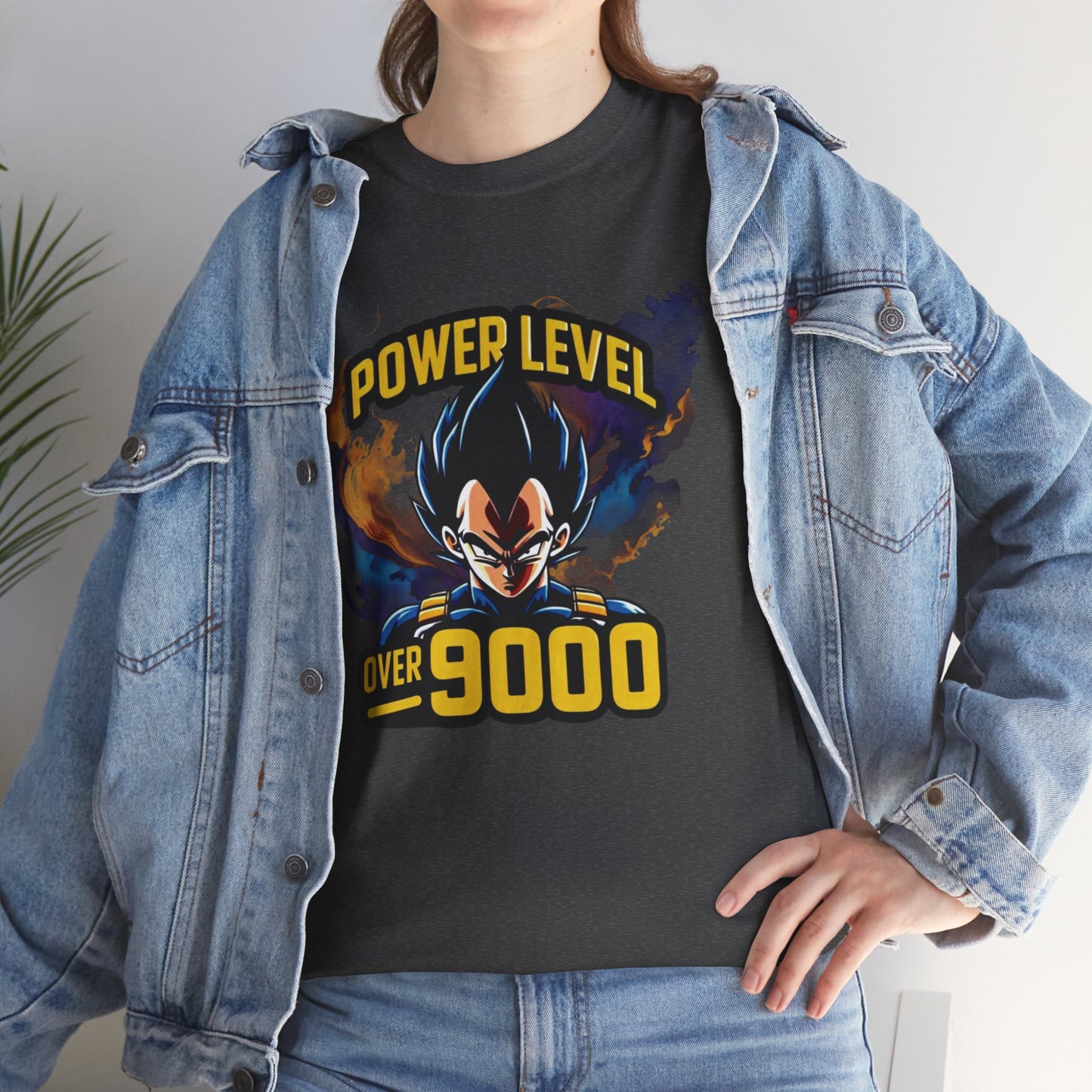 Iconic quote "Power level Over 9000" Unisex Heavy Cotton Tee