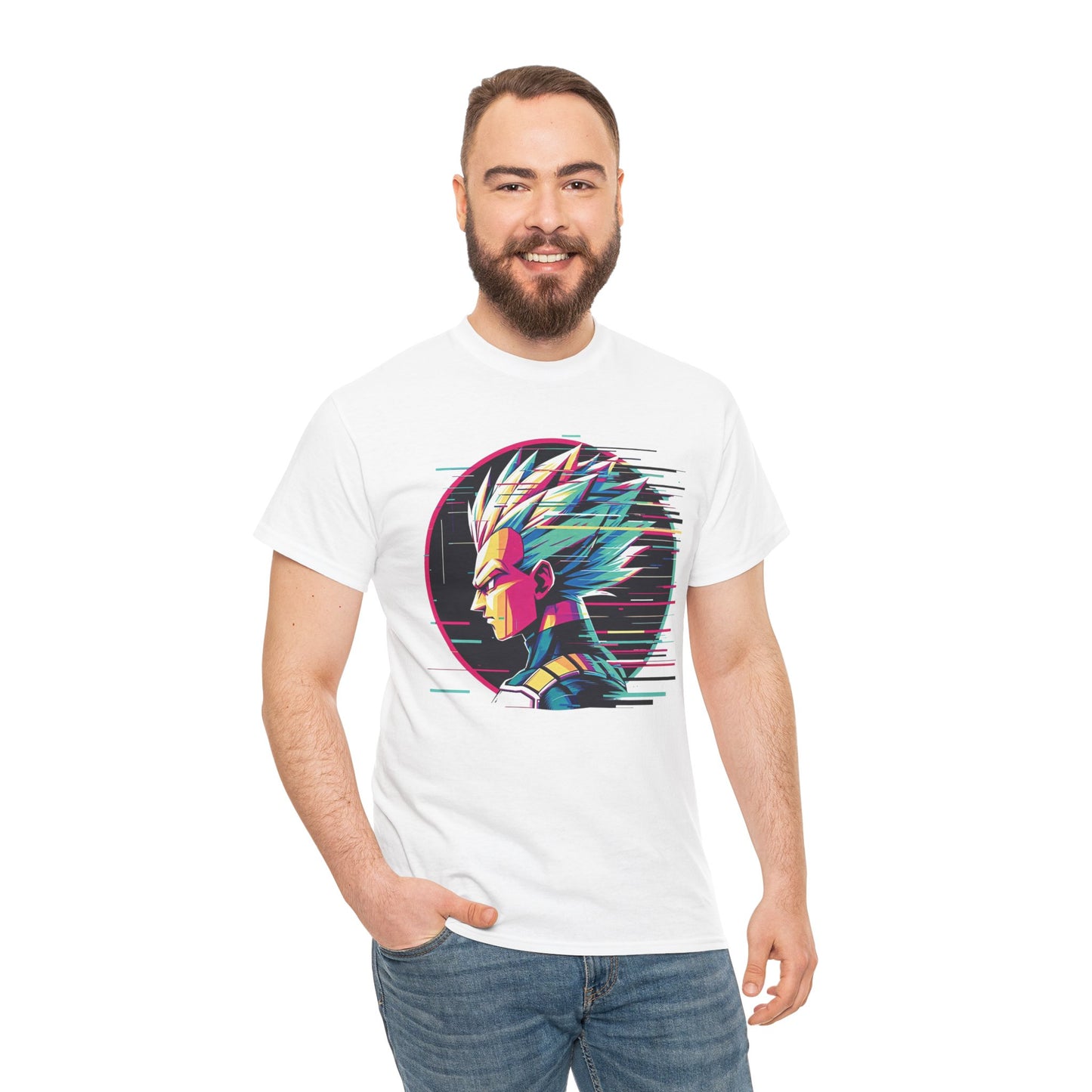 Prince of all Glitches, Saiyan side profile Unisex Heavy Cotton Tee