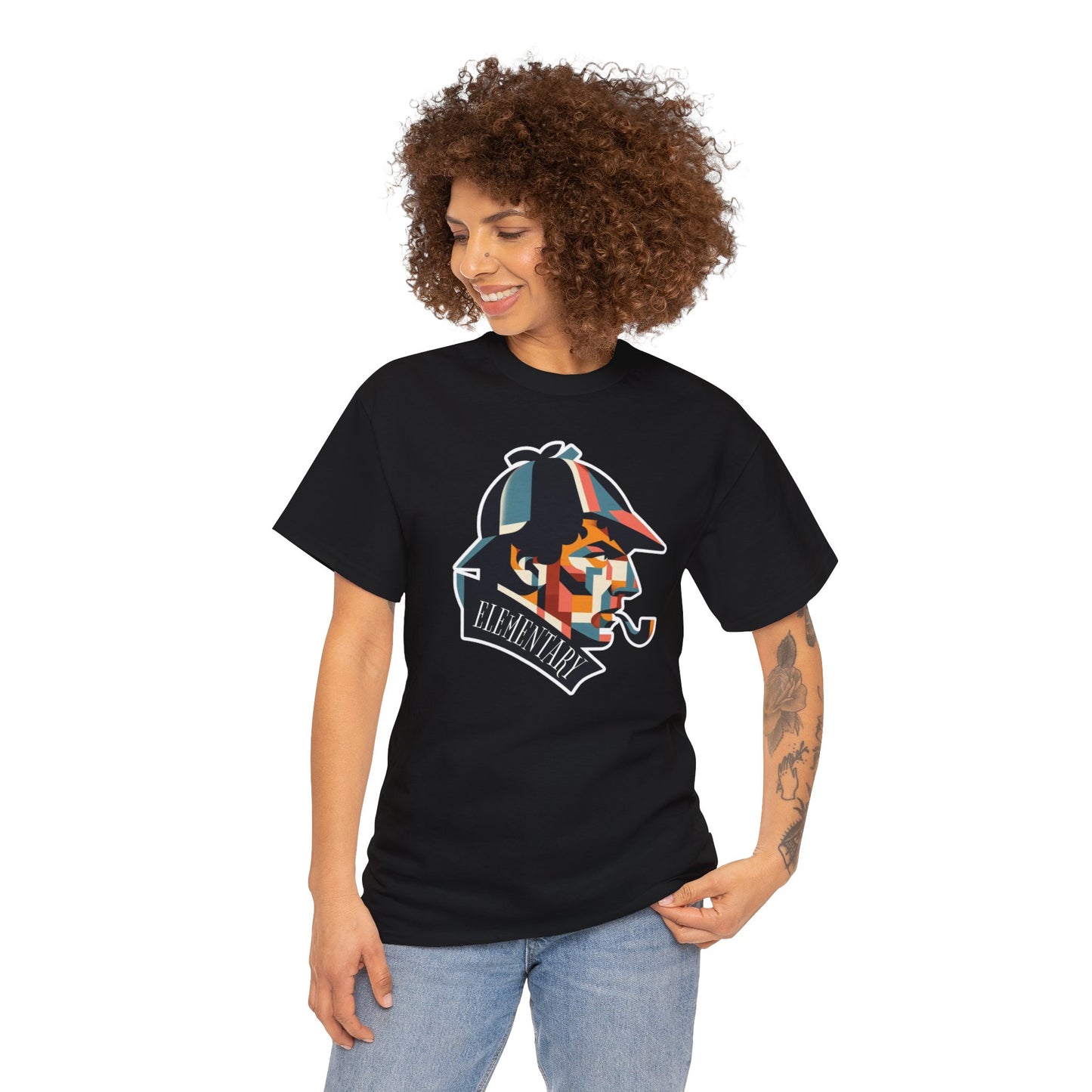 Sherlock's Cubist Caper: A Puzzle in Picasso Style, Unisex Heavy Cotton Tee