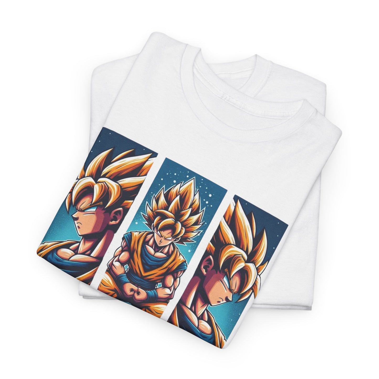 Dragon Power Tee: Goku's Rise - 'Even the Lowest Born Can Outdo the Elite' - 3 Epic Angles Design Unisex Heavy cotton Tee