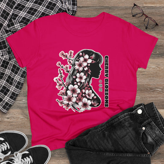 Blossoming Dreams: Dance of Cherry Petals Midweight Cotton Tee