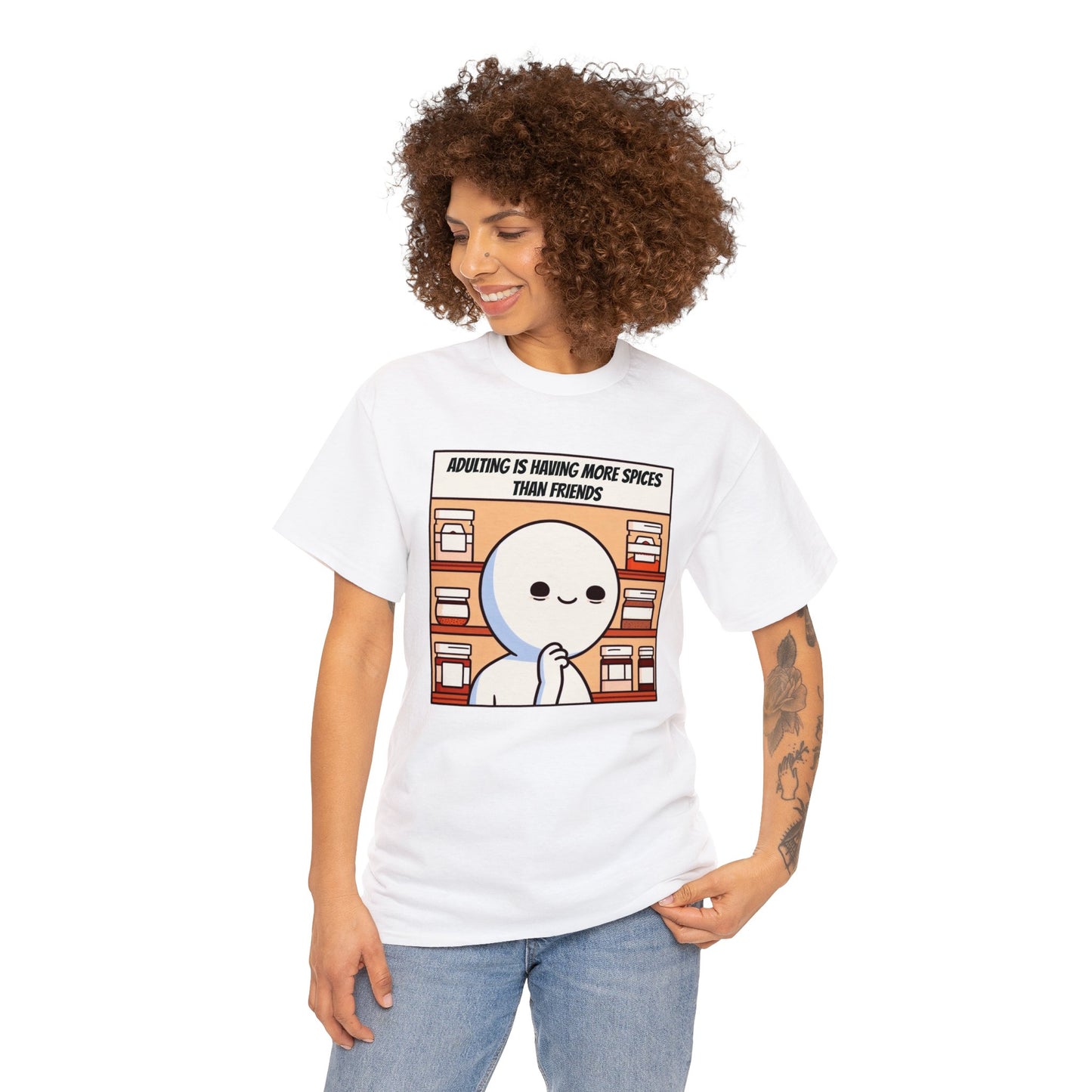Friendships are Seasonal, Spice is Eternal: Adulting Essentials Heavy Cotton Tee