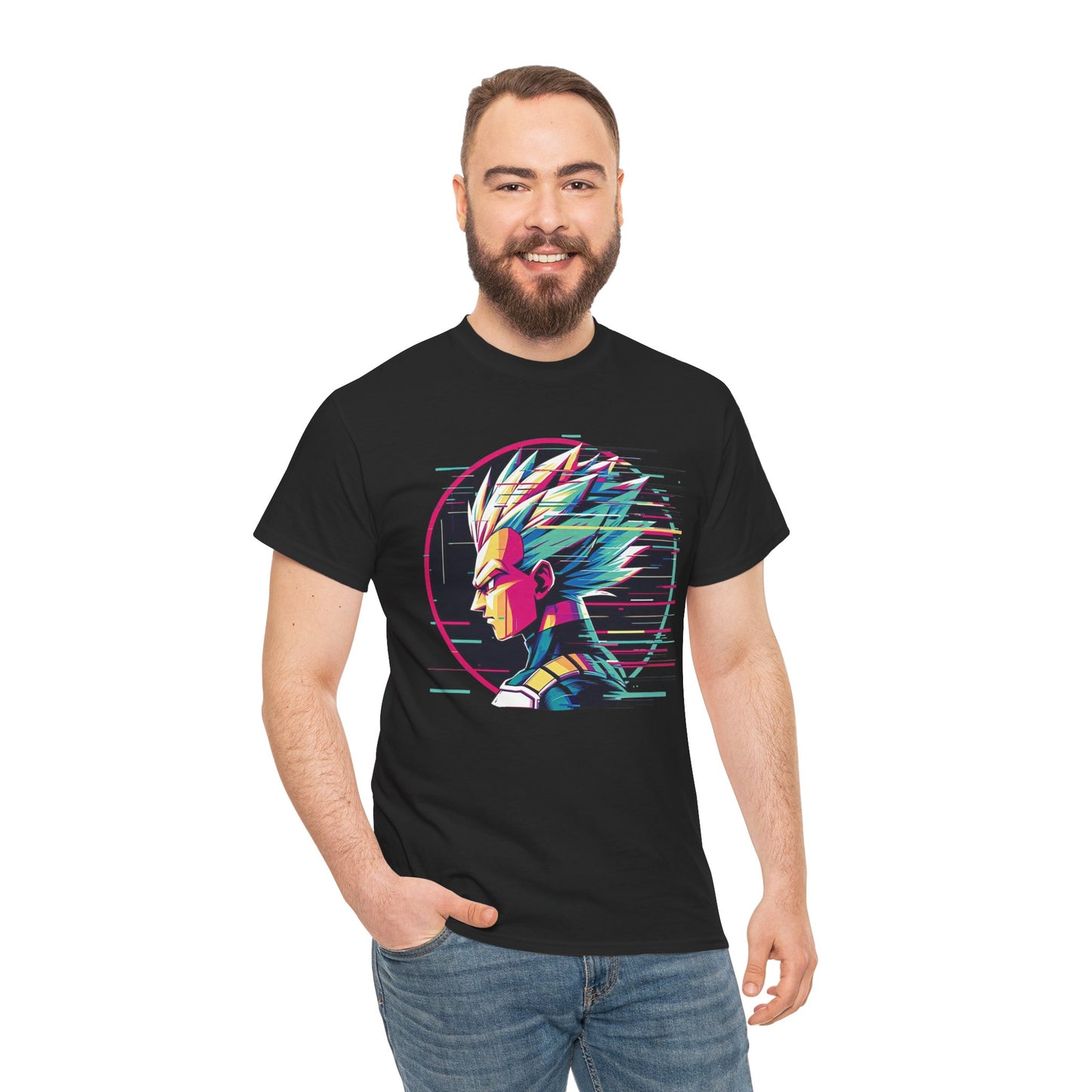 Prince of all Glitches, Saiyan side profile Unisex Heavy Cotton Tee