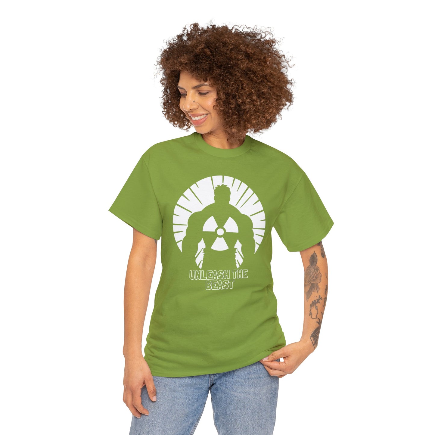 Radiant Fury: Unleash the Beast, Unisex Heavy Cotton Tee