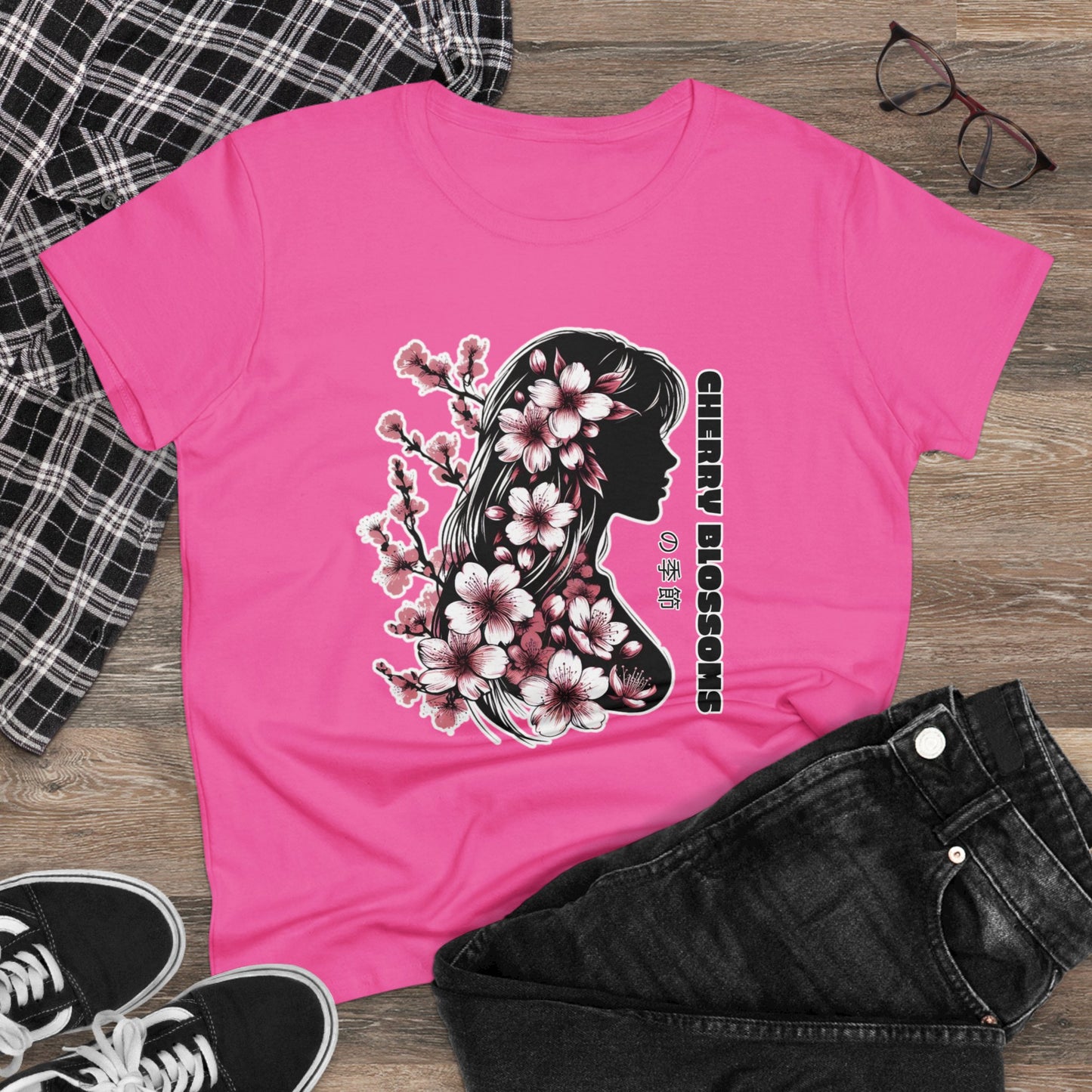 Blossoming Dreams: Dance of Cherry Petals Midweight Cotton Tee