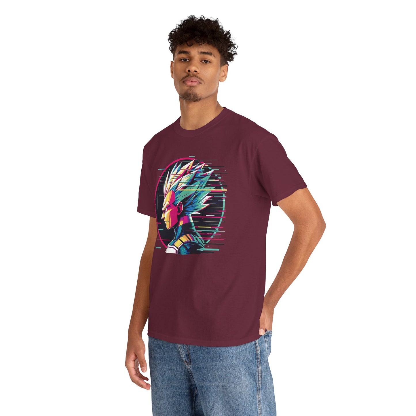 Prince of all Glitches, Saiyan side profile Unisex Heavy Cotton Tee
