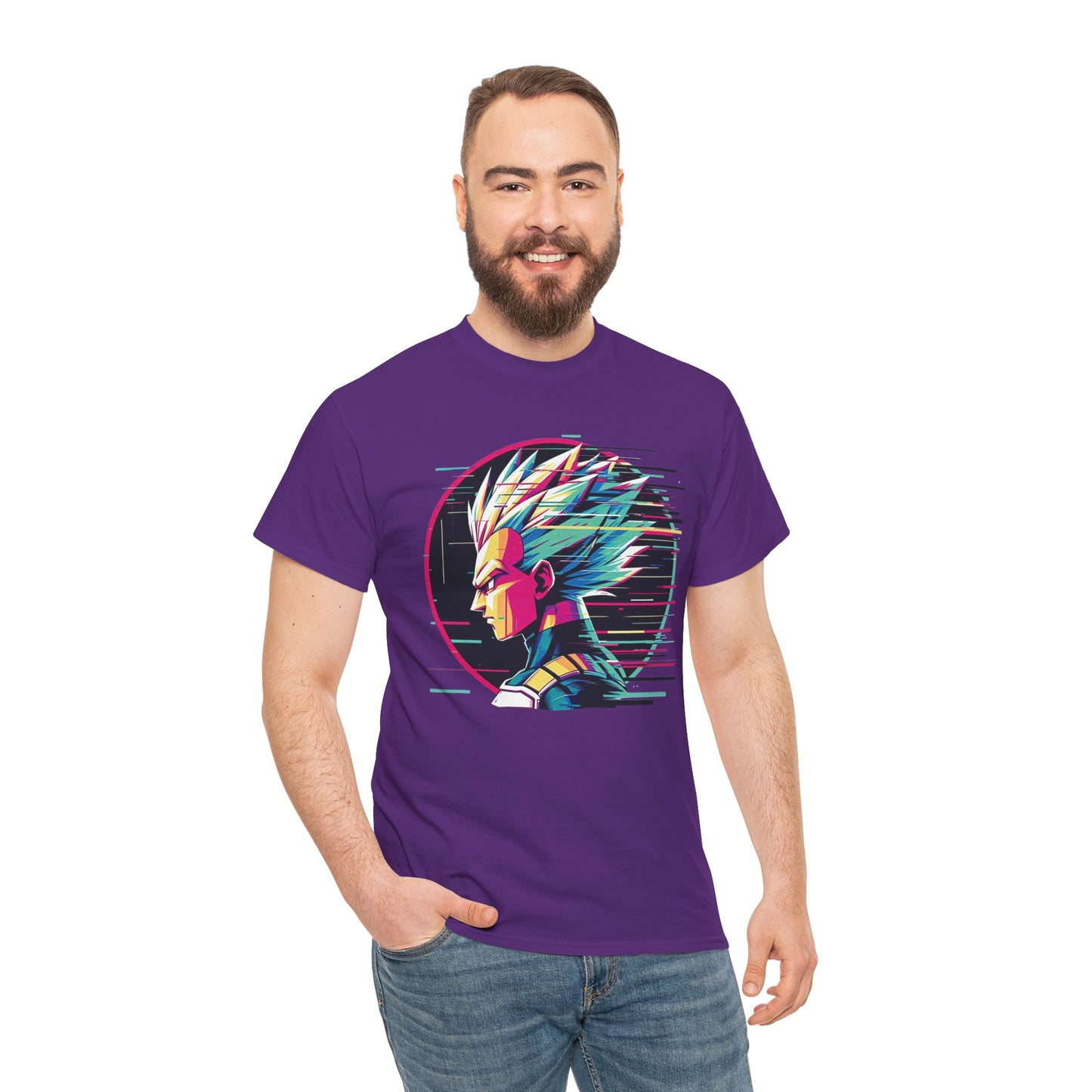Prince of all Glitches, Saiyan side profile Unisex Heavy Cotton Tee