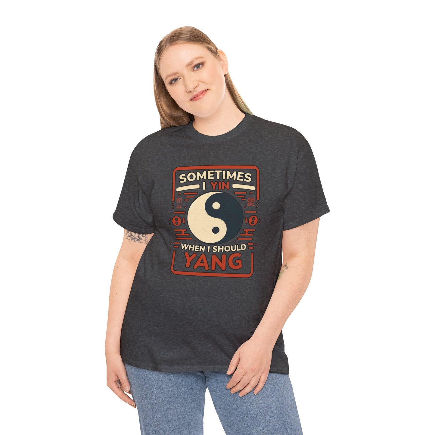 Yin, Yang, and a Dash of Oops: Navigating Life's Harmony on my Tee! Unisex Heavy Cotton Tee