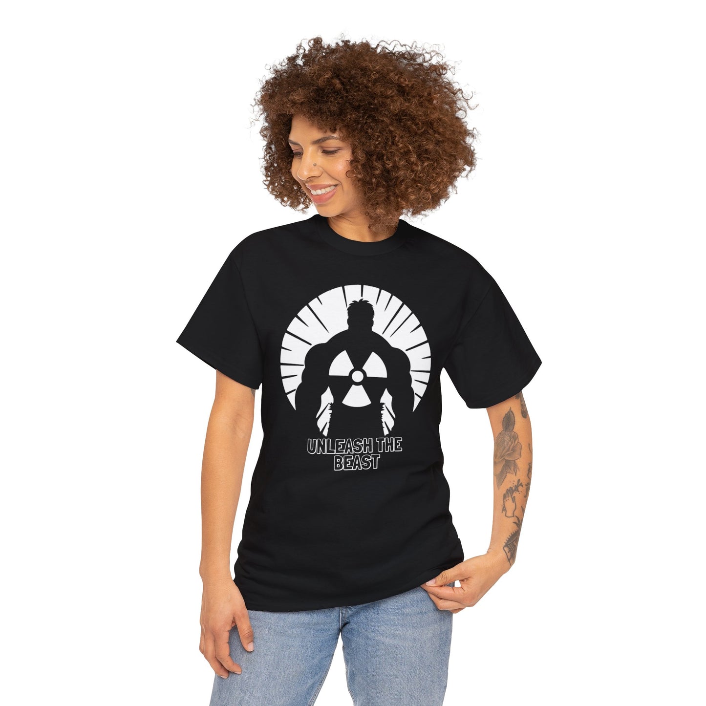 Radiant Fury: Unleash the Beast, Unisex Heavy Cotton Tee