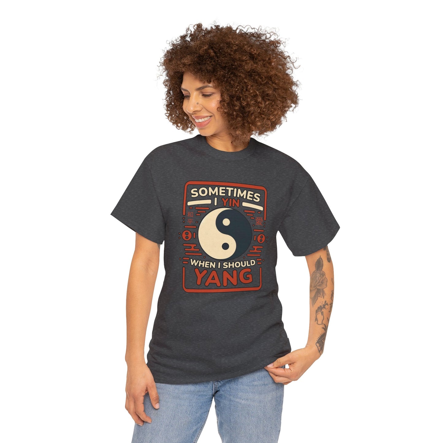 Yin, Yang, and a Dash of Oops: Navigating Life's Harmony on my Tee! Unisex Heavy Cotton Tee