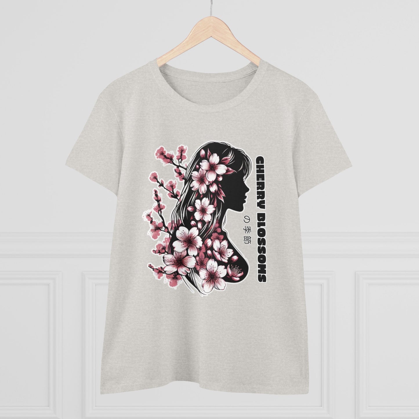 Blossoming Dreams: Dance of Cherry Petals Midweight Cotton Tee