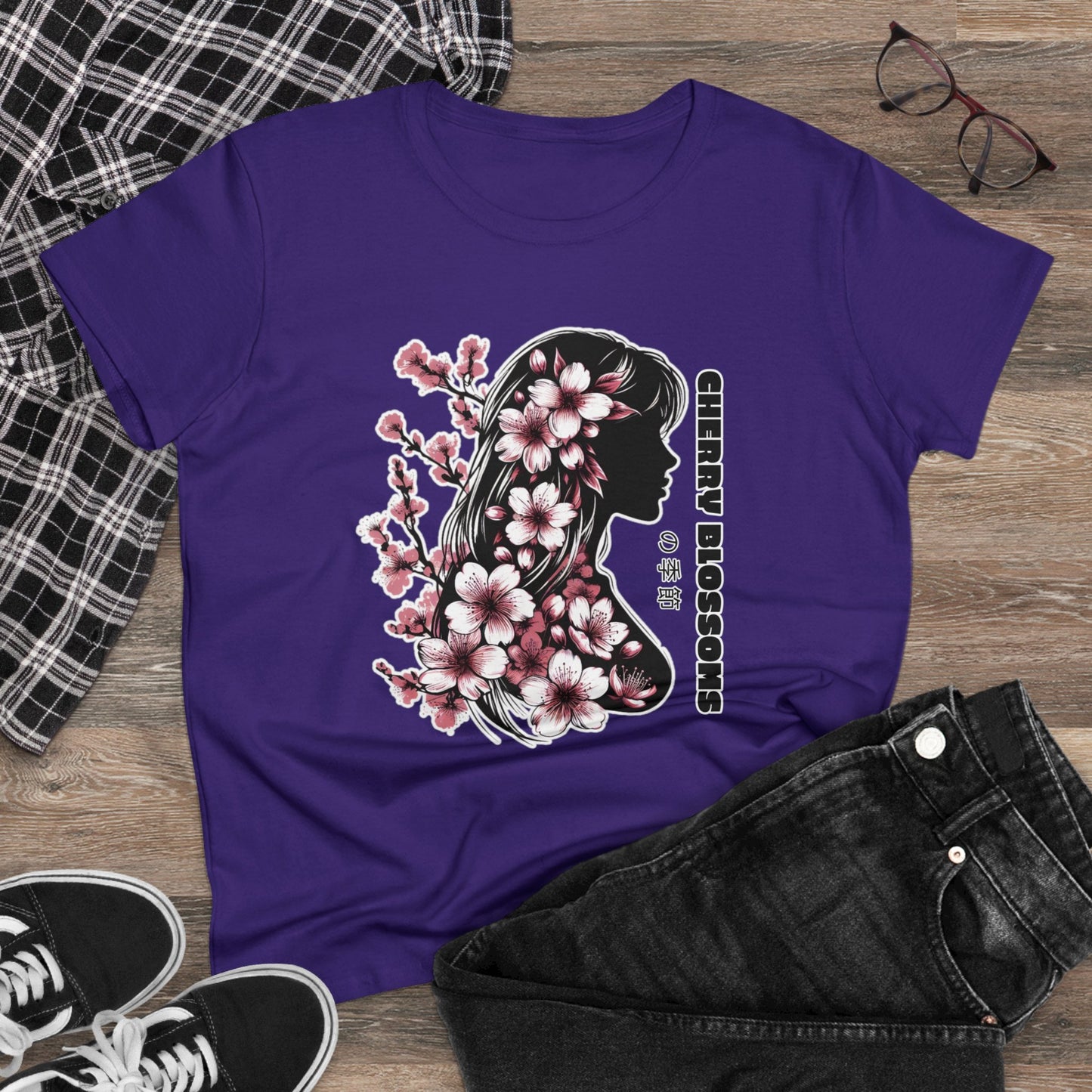 Blossoming Dreams: Dance of Cherry Petals Midweight Cotton Tee