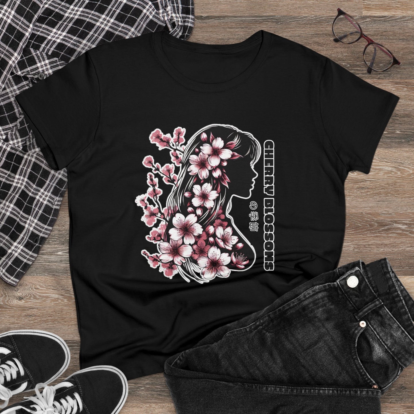Blossoming Dreams: Dance of Cherry Petals Midweight Cotton Tee