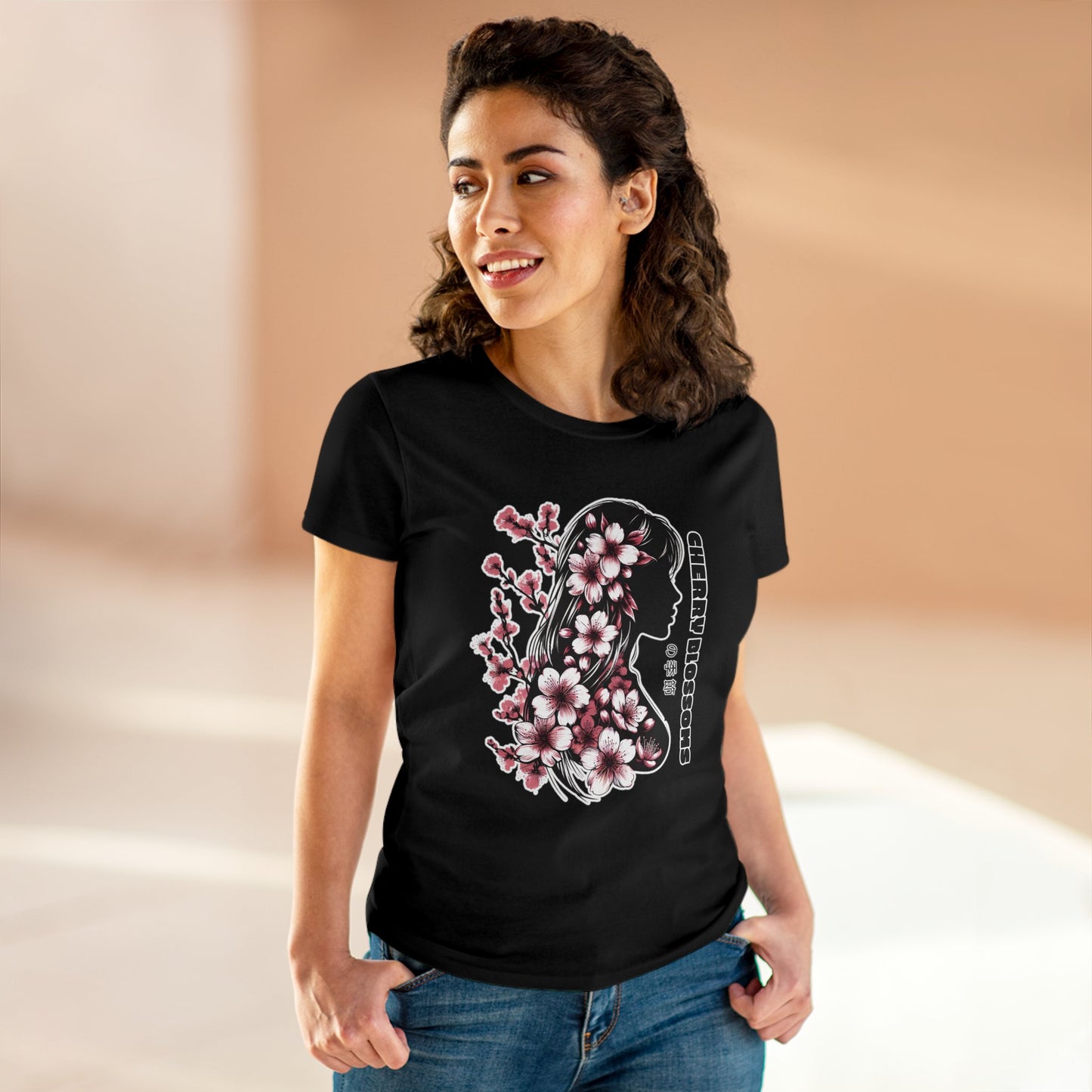 Blossoming Dreams: Dance of Cherry Petals Midweight Cotton Tee