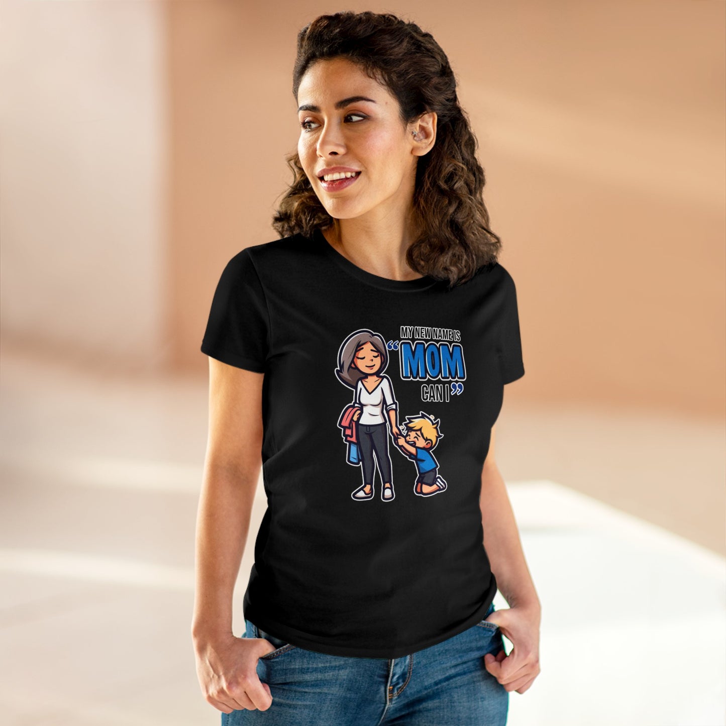 Mom Life Vibes Tee, Embrace the 'Mom, Can I...' Anthem - Funny Cotton Graphic T-Shirt for Moms Who Rock the Chaos with Style!