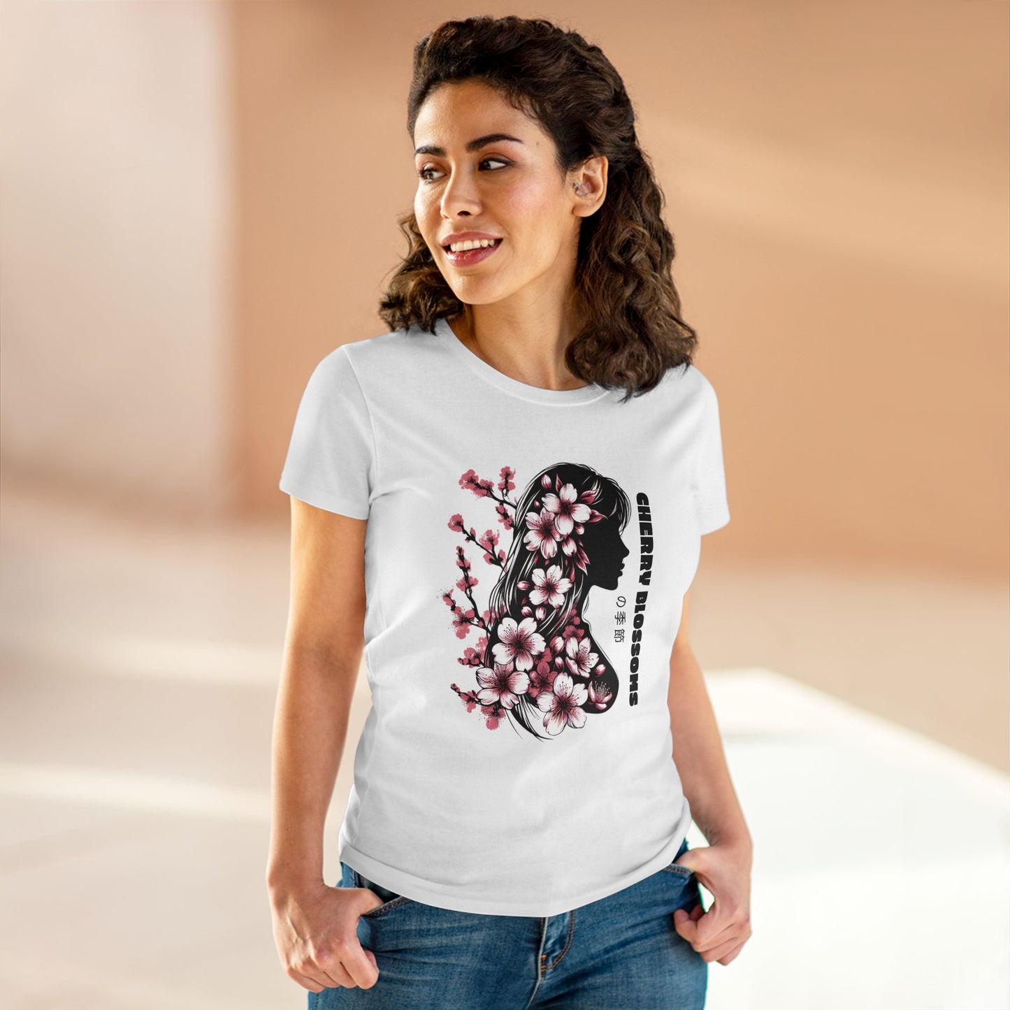 Blossoming Dreams: Dance of Cherry Petals Midweight Cotton Tee
