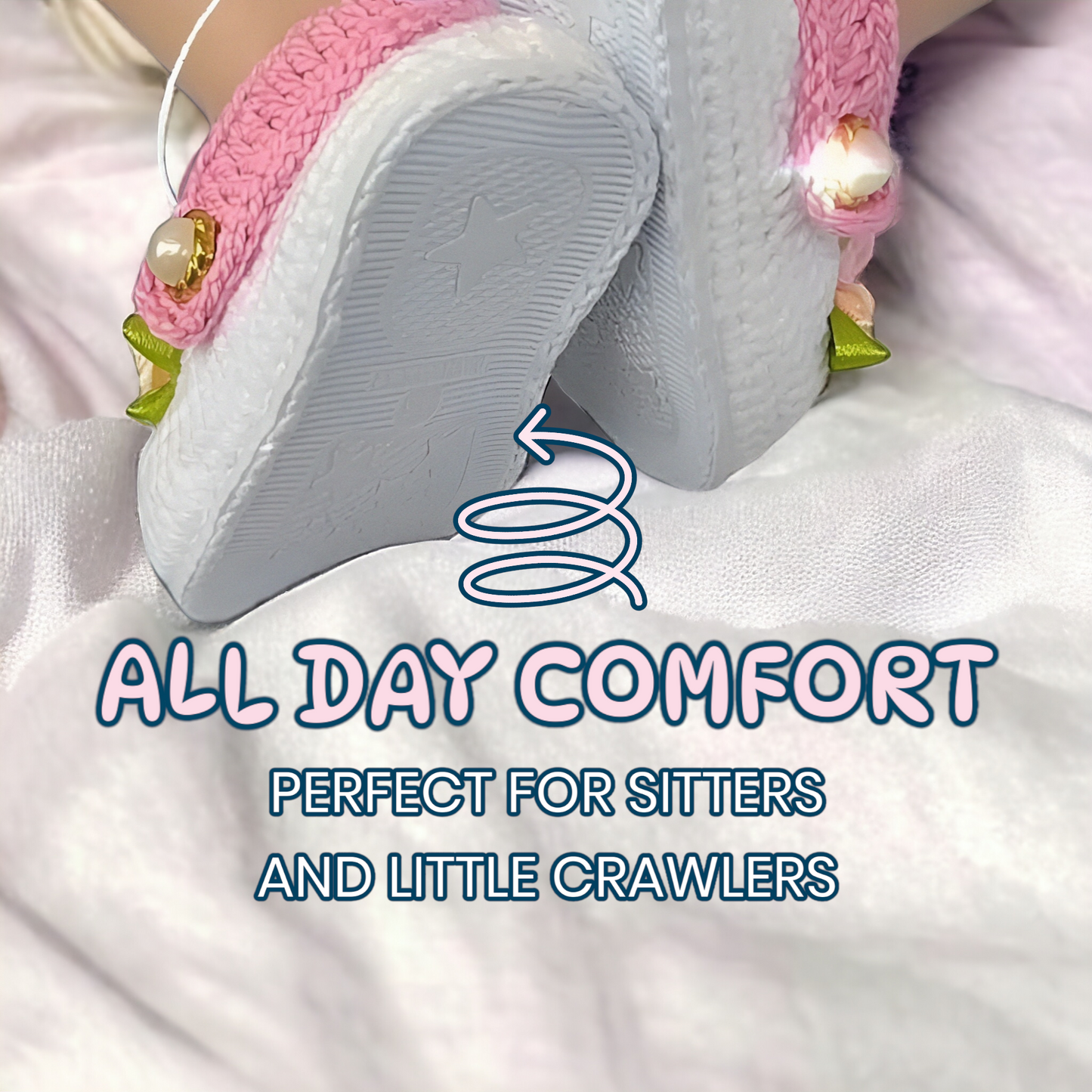 Ann G Baby Shoe Soles with holes for crocheting, Soft, flexible, nonslip, comfortable
