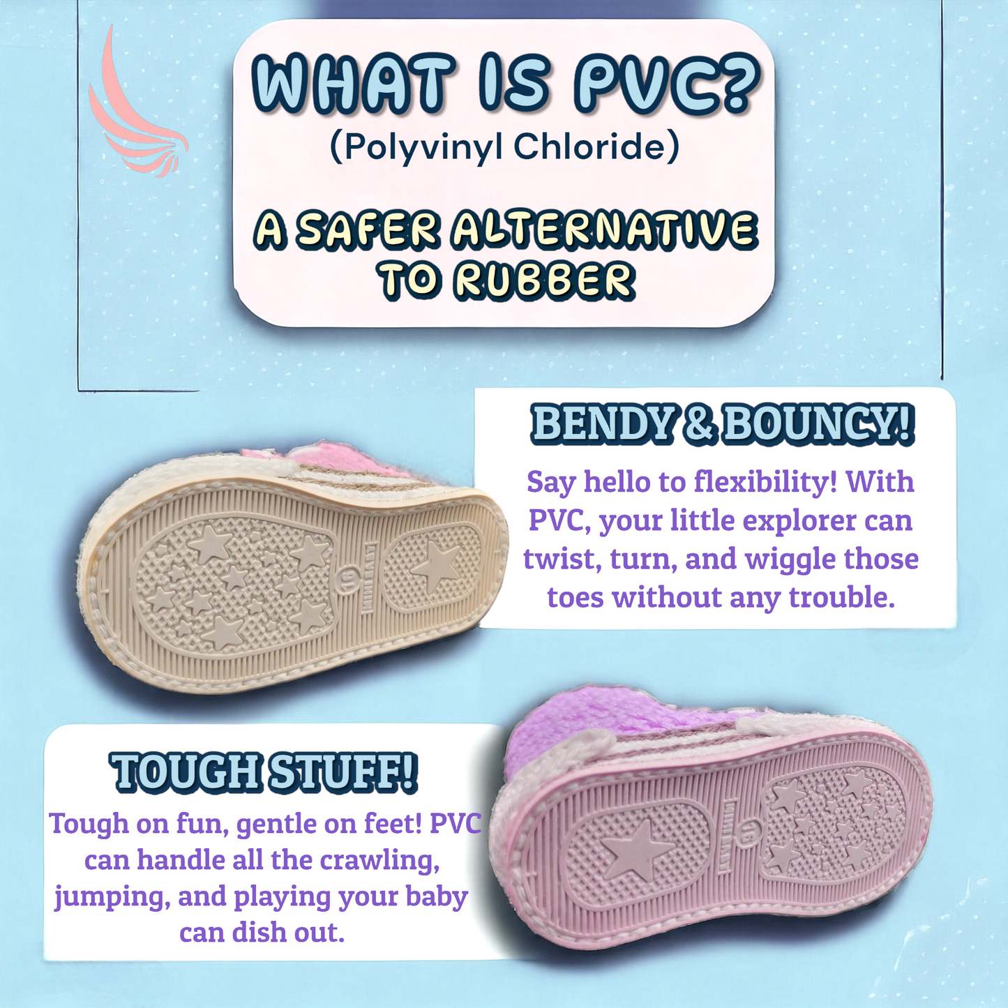 Ann G Baby Shoe Soles with holes for crocheting, Soft, flexible, nonslip, comfortable