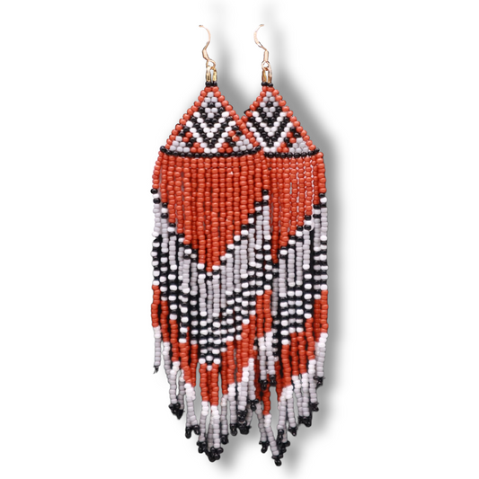 Seed Bead Fringe Earrings ⋄ Indian Earrings ⋄ Bohemian Beaded Fringe Earrings ⋄ Handmade Boho Dangle Earrings ⋄ Long Beaded Tribal Earrings