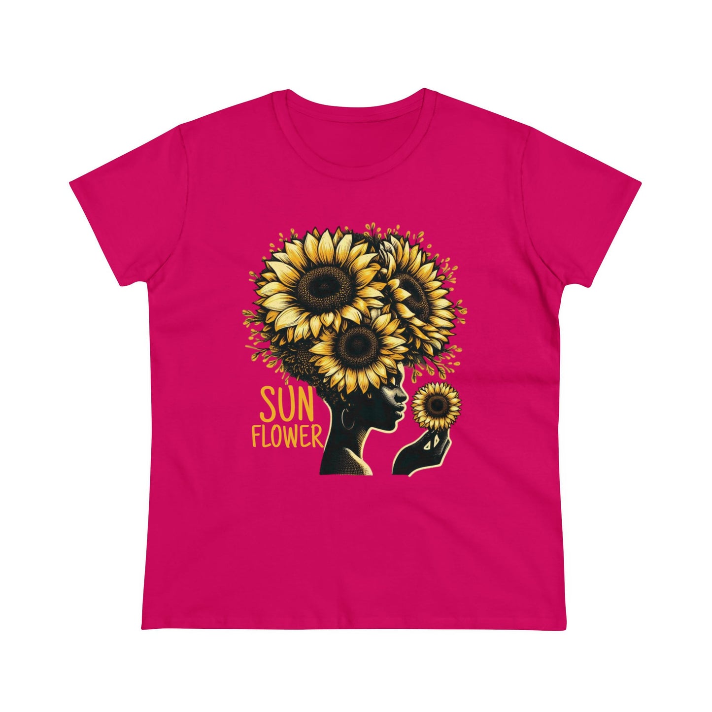 Radiant Majesty: Sunflower Goddess Midweight Cotton Tee