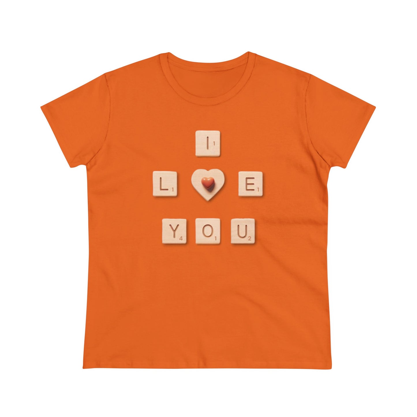 Tile Talk: Women's 'I Love You' Scrabble Graphic Tee - Spellbound Affection! Midweight Cotton Tee