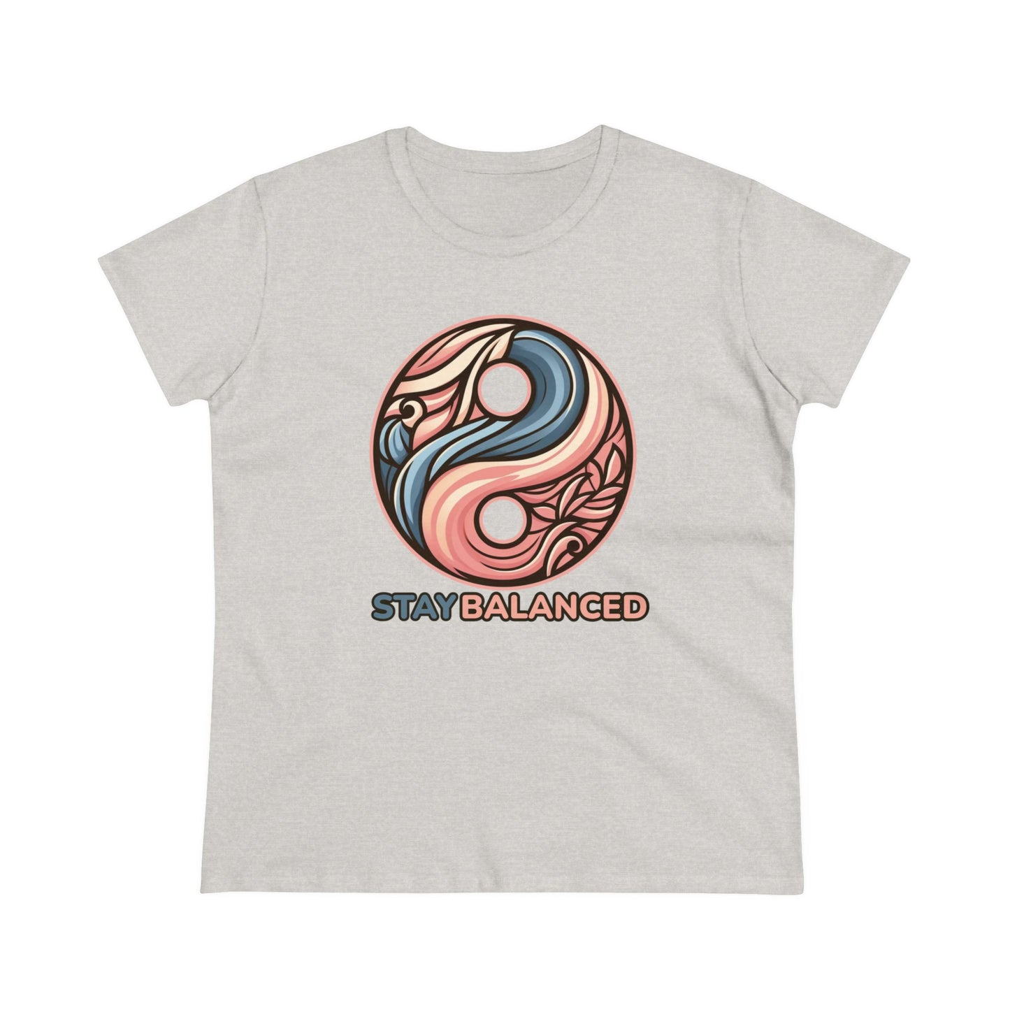 Women's Premium Harmony Threads: Embrace Equilibrium with 'Stay Balanced' Yin-Yang Tee