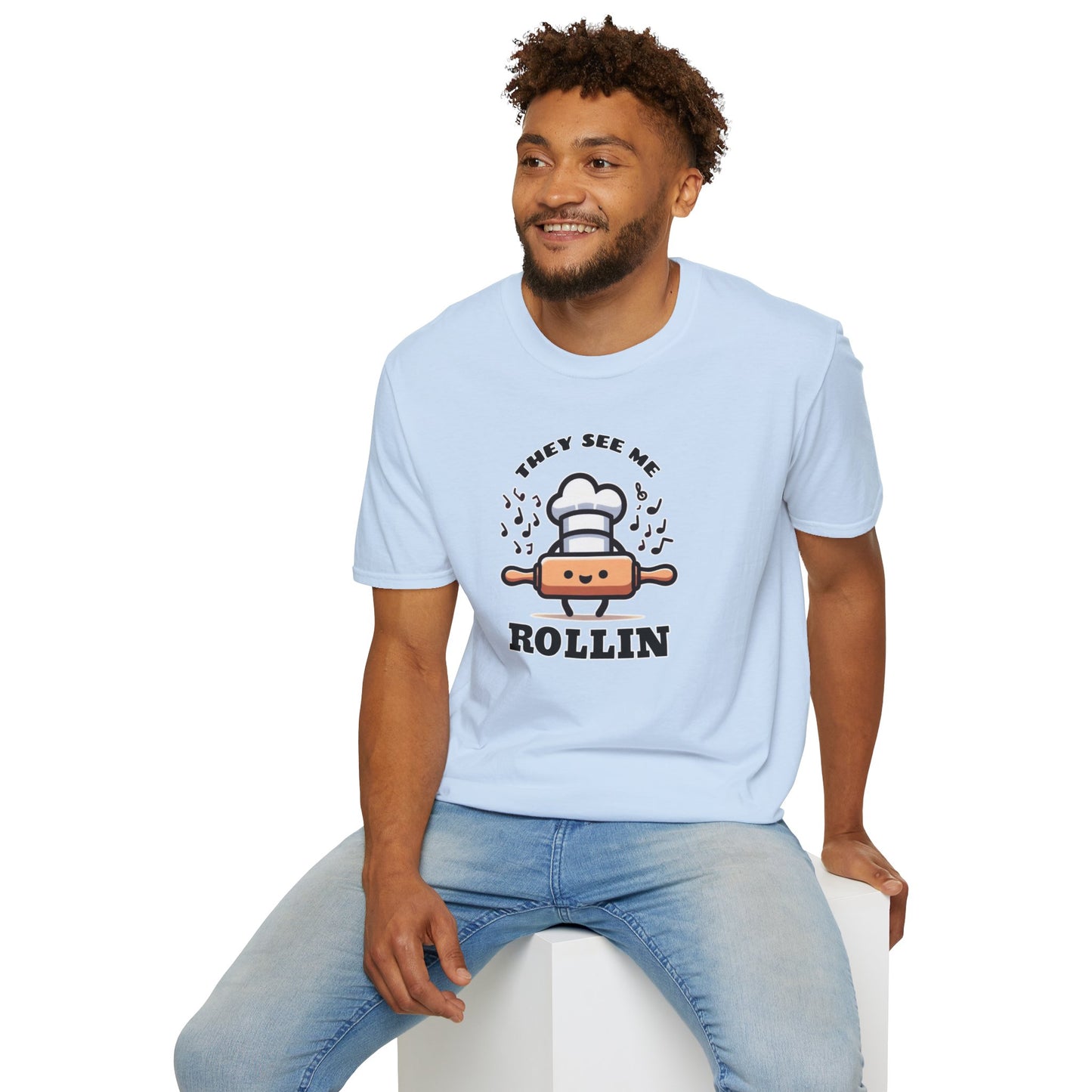 Rolling in Laughter: The Giggle Baker's Weapon of Choice Tee They See Me Rollin Tee